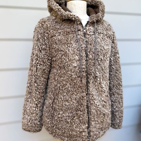 Kerenhart Faux Fur Brown Teddy Bear Hooded Jacket Women's size Medium - Picture 12 of 12